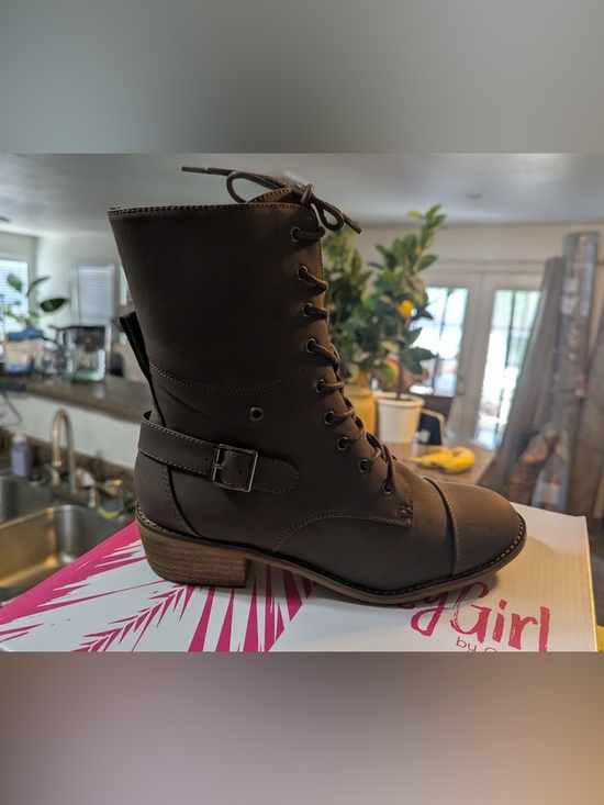 Corkys Shoes - Corkys Dark Brown Lace-Up Ankle Combat Boots with Buckle